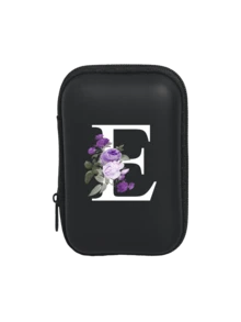 A-Z Purple Flower Letter Portable Mini Storage Bag, Shockproof Digital Pouch, Phone Charger Cable Organizer, Zipper Wallet Style Storage Bag, Electronics Accessories Organizer, Suitable For Earphones, Jewelry, Coins, Business, Travel, Office, Great For Christmas, Ramadan, New Year, Birthday, Valentine's Day Gifts - Multicolor - View 15