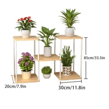 1件室内金属木质植物架，多层盆栽植物收纳架，适用于多种植物，多种款式可选，适合客厅、阳台、卧室及其他家居装饰风格 - 彩色 - 查看 17