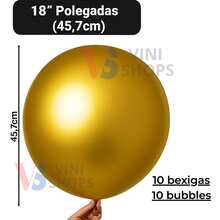Bubble 18 Inch Kit (10 + 10 Balloons) 18 Inch Latex Party Decoration - Gold - View 3