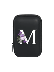 A-Z Purple Flower Letter Portable Mini Storage Bag, Shockproof Digital Pouch, Phone Charger Cable Organizer, Zipper Wallet Style Storage Bag, Electronics Accessories Organizer, Suitable For Earphones, Jewelry, Coins, Business, Travel, Office, Great For Christmas, Ramadan, New Year, Birthday, Valentine's Day Gifts - Multicolor - View 20