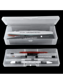 1pc Double-Layer Detachable Nail Art Tool Kit With Nail Art Brush & Accessories Storage Box - Clear - View 3