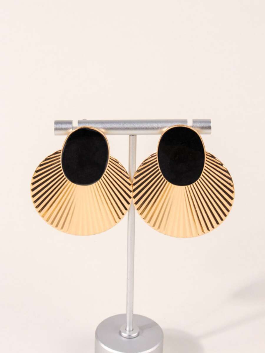 紋理金屬耳環 - 彩色 - 查看 1