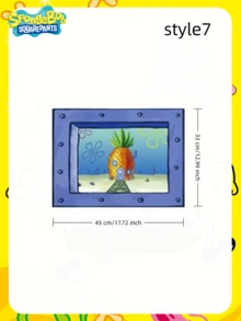 SpongeBob SquarePants 1pc SpongeBob Themed Waterproof Wall Decal, Suitable For Walls, Rooms, Bathrooms, And Ideal For Party Decoration To Create The Best Holiday Party Atmosphere, Perfect For Gathering With Friends And Home Decor. - Multicolor - View 8