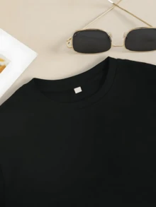 Women's Cute Bunny & Carrot Print T-Shirt With Kaw - 黑色 - 查看 4