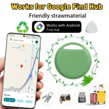 RSH 1pc Rice Straw Smart Tag For Android System, Replaceable 1-Year Battery, Privacy Protection, Compatible With Find Center App, Tracking For Luggage, Keys, Backpacks And More