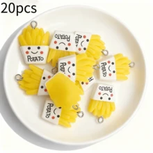 5 Stücke/10 Stücke/20 Stücke süße Cartoon Englisch Pommes Harz Anhänger, geeignet zum Herstellen von Ohrringen, Halsketten, DIY Schmuckarmband, Accessoires, Schlüsselanhängern, Schmuckherstellung Zubehör