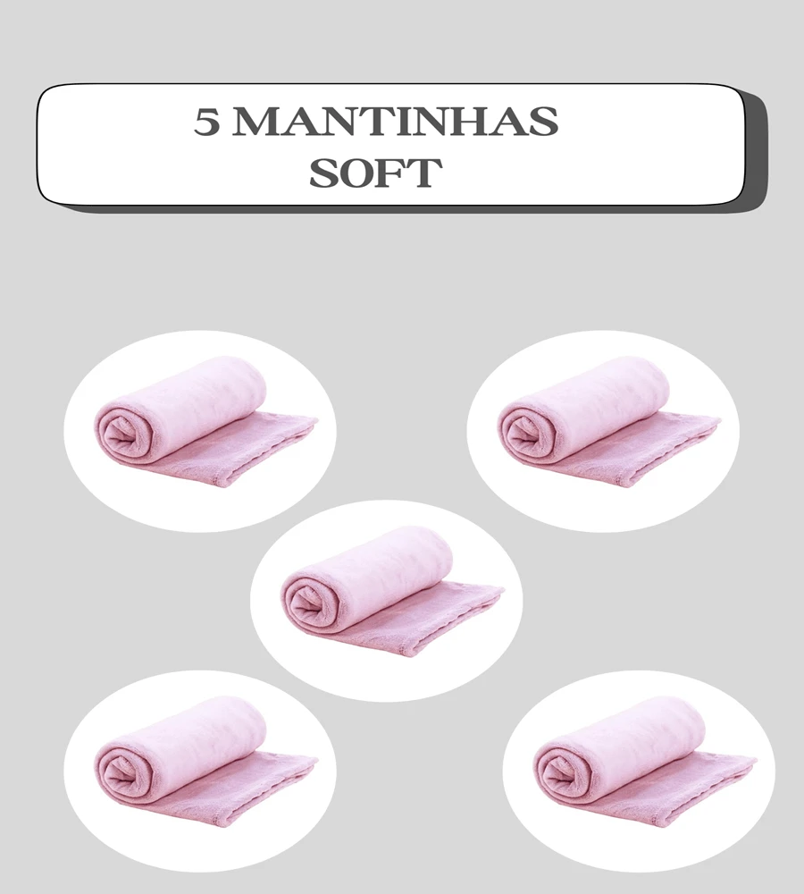 Set Of 5 Pet Blankets 80cm X 100cm Comfortable With Hemmed Finish - Rosa - 查看 1