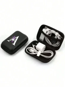A-Z Purple Flower Letter Portable Mini Storage Bag, Shockproof Digital Pouch, Phone Charger Cable Organizer, Zipper Wallet Style Storage Bag, Electronics Accessories Organizer, Suitable For Earphones, Jewelry, Coins, Business, Travel, Office, Great For Christmas, Ramadan, New Year, Birthday, Valentine's Day Gifts - Multicolor - View 6