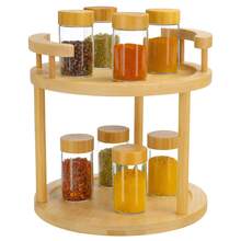 Rotating Bamboo Spice Rack With 8 Glass Jars - 竹子 - 查看 4