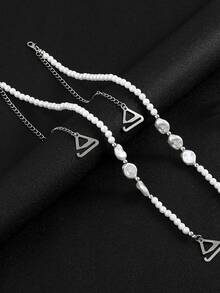 2 piezas Tirantes de sujetador ajustables decorados con perlas, cadena de pecho desmontable, tirante de hombro para ropa interior y lencería, para espalda descubierta para rave