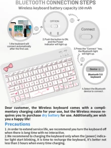 1 Set Cute Bluetooth Keyboard + Bow Tablet Protective Case + Mouse + Mouse Pad, Portable Wireless Keyboard (150mAh) Mouse Set, Compatible With Samsung Tablets, Apple IPad, Android 13+ Smartphones, Smartphones, Windows System (White) - White - View 7