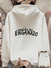 New Spring And Autumn Printed Hoodie - White - View 1