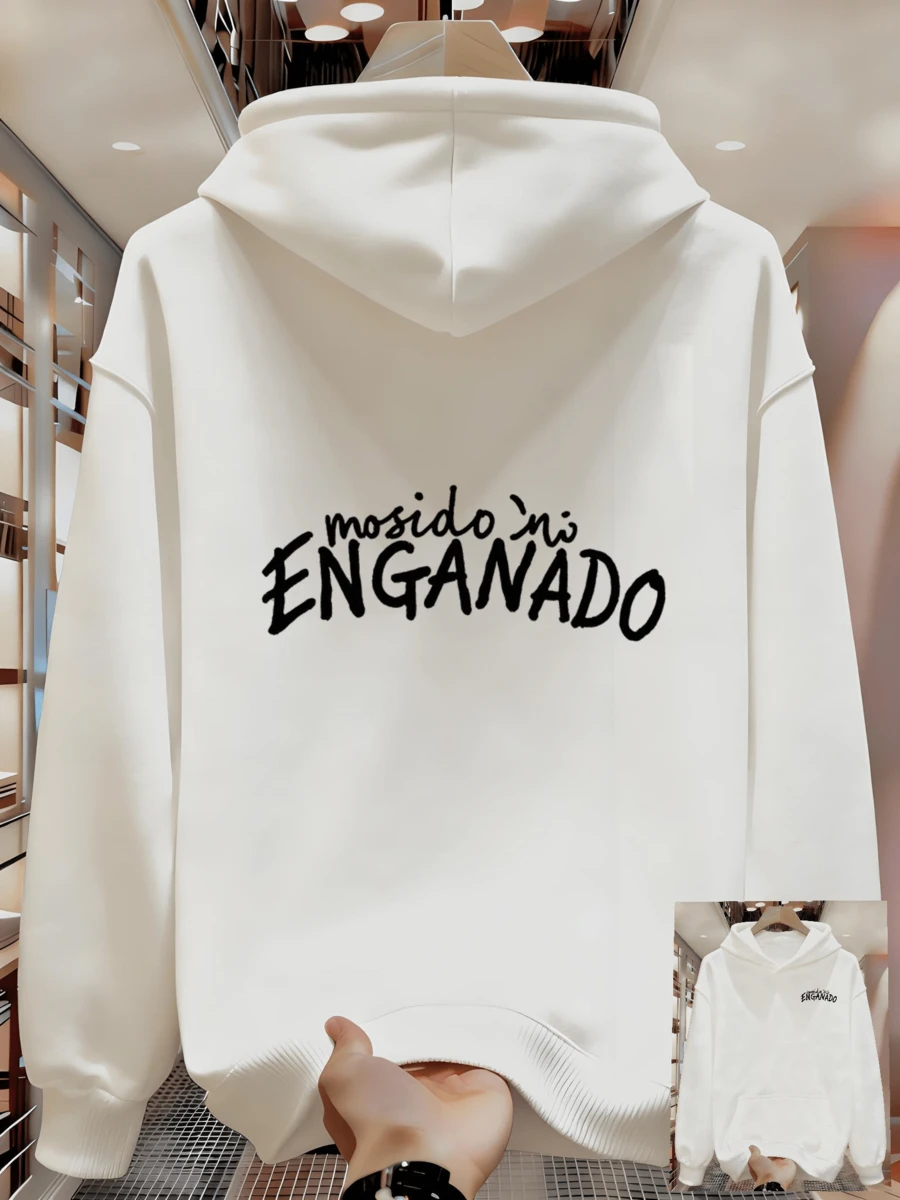 New Spring And Autumn Printed Hoodie - White - View 1