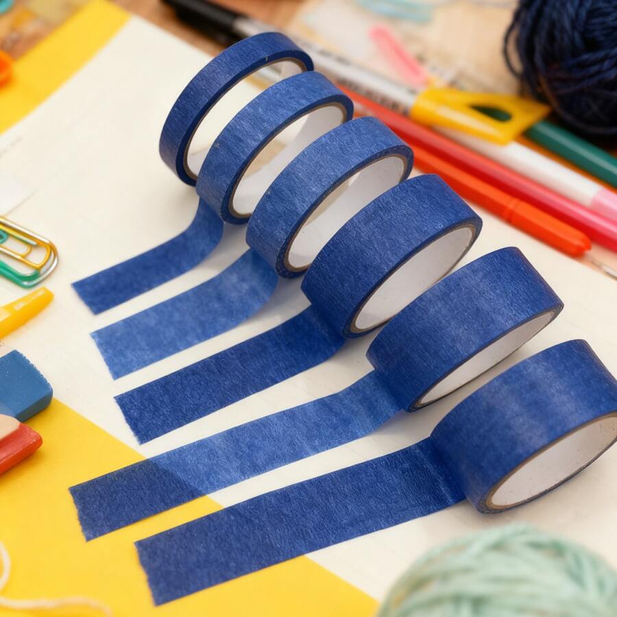 Niebieska taśma malarska, 0,59 cala, 0,79 cala, 1,18 cala, 1,57 cala, 1,97 cala, wielorozmiarowa taśma malarska, samoprzylepna taśma papierowa do użytku domowego