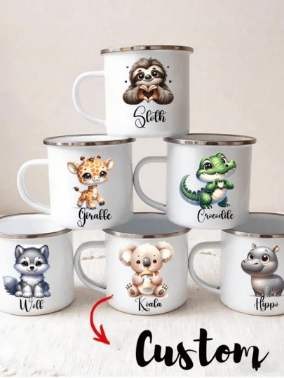 Customized Name Personalized Gift White Ceramic Mug, Handmade Personalized Mug, Unique Gift For Special Occasions, Personalized Photo Coffee Cup, Personalized Anniversary Photo Mug, Perfect Gift For Family, Friends, And Babies, Customized Name Personalized Gift White Enamel Mug, Unique Gift For Special Occasions, Personalized Photo Coffee Cup, Customized Cup, Comfortable And Easy To Use