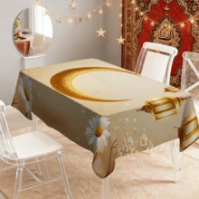 1/20pcs Set Tablecloth With Golden Crescent Moon And Lantern Pattern, Islamic Festival Design, Suitable For Home Kitchen, Outdoor Garden Party, Restaurant Decoration And Other Home Decor - Multicolor - View 14