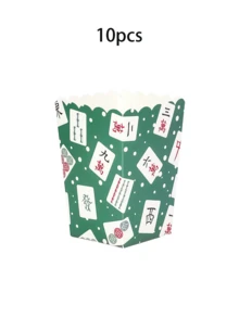 10pcs/20pcs/50pcs Mahjong Party Popcorn Boxes Mahjong Party Popcorn Bowls Mahjong Party Supplies Mah Jong Game Night Decorations For Birthday Night Game Club Movie Night Carnival Decorations Supplies - Multicolor - View 9