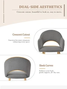 Goeurvant Modern Crescent-Back Upholstered Dining Chairs With Armrests And Solid Wood Legs For Dining Room, Living Room, Study - Set Of 2 / Set Of 4 / Set Of 6 - Dark Gray/Corduroy - 淺灰色 - 查看 5