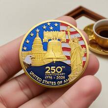 1776-2026 USA 250th Anniversary Commemorative Coin, Statue Of Liberty Gold-Plated Coin - Gold - View 4