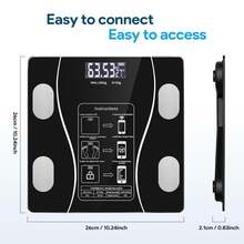 1个智能体脂秤，无线数字浴室秤，带LED显示屏，智能体重秤，数字体重秤，电池供电（不含AAA电池），身体成分分析仪，BMI秤，智能手机应用程序，适用于宿舍、健身房、测量设备、电子秤，家用、浴室、宿舍使用 - 黑色 - 查看 10