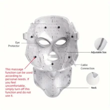 7-Color LED Facial Mask, Neck Beauty Care, No Odor, Suitable For Family And Salon, Perfect Holiday Gift For Girlfriend And Mother - 彩色 - 查看 6