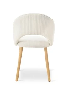 Goeurvant Modern Crescent-Back Upholstered Dining Chairs With Armrests And Solid Wood Legs For Dining Room, Living Room, Study - Set Of 2 / Set Of 4 / Set Of 6 -Cream/Corduroy - 白色 - 查看 8