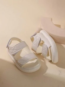 1双儿童/幼儿魔术贴夏季凉鞋，男女通用休闲沙滩鞋 - 米色 - 查看 4