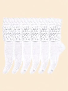 3 pares/6 pares de calcetines gruesos de mujer, calcetines de punto de unicolor aptos para todas las estaciones - Multicolor - Ver 3