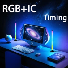 NBBUFF Smart LED Light Bars, RGB+IC Light Bar For Room, 16 Million Colors & 213 Preset Modes Gaming Lights, Remote Control & App Control, Dynamic Music Sync Mode TV Backlight, USB Powered Ambient Lighting---2PCS/1se - Colored Light - View 3