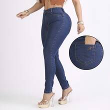 Women's Blue High-Waisted Jeans With Lycra Premium Fabric - Blue - View 4