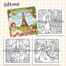 GDTME Chica de París: Picnic francés y Torre Eiffel, libro para colorear cómodo y fácil de colorear, regalo perfecto para Pascua, Ramadán, San Valentín, fiesta de Navidad, Halloween y cumpleaños. Ideal como regalo de Pascua, regalo de Eid, regalo de cumpleaños, relleno de bolsa de fiesta para amigos que aman colorear y creaciones románticas. - Chica de París - Ver 7