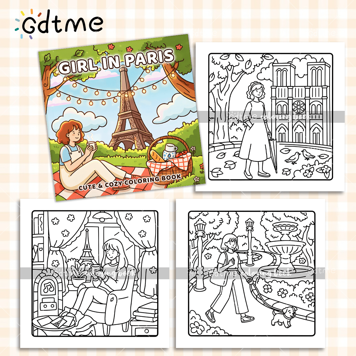 GDTME Cô Gái Paris: Buổi dã ngoại kiểu Pháp và Tháp Eiffel, Sách tô màu dễ tô, thoải mái, Món quà hoàn hảo cho Lễ Phục Sinh, Ramadan, Ngày Valentine, Tiệc Giáng Sinh, Halloween và Sinh Nhật. Lý tưởng làm quà tặng Phục Sinh, quà tặng Eid, quà tặng sinh nhật, quà nhét vào túi quà dự tiệc cho bạn bè thích tô màu và sáng tạo lãng mạn. - Cô gái Paris 2 - Xem 6