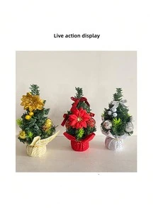1个迷你圣诞树装饰品，20厘米人造桌面摆件，适用于办公室、家居、圣诞礼物、圣诞装饰 - 彩色 - 查看 4