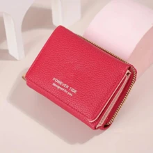 Women's Foldable Wallet In Synthetic Leather, Card Holder, Driver's License, Documents, Small And Discreet - On - Red - View 1