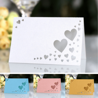 50 st laserskurna hjärtformade bordsnamnskort placeringskortshållare, placeringskort, etikett för sittplatstilldelning, för bröllop, födelsedag, alla hjärtans dag, dop, Eid Mubarak, evenemang, festdekorationstillbehör