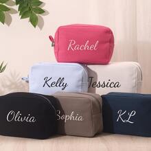 个性化华夫格化妆包:刺绣字母组合化妆包,白色华夫格洗漱包,华夫格化妆包,首字母缩写化妆包,女士礼物,单身派对礼物,定制化妆包,定制洗漱包,姓名洗漱包,刺绣包,女士礼物,伴娘礼物 - 華夫格化妝包 - 查看 4