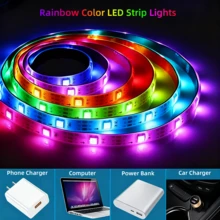 NBBUFF 1 Bộ dây đèn LED, Cấp nguồn qua USB, Điều khiển bằng ứng dụng, Đồng bộ hóa âm nhạc, Đổi màu, Có thể điều chỉnh độ sáng, Nhiều chế độ, Tự dính, Có nhiều kích cỡ khác nhau, Thích hợp làm đèn nền TV/Máy tính, Ngày lễ, Trang trí nhà trong nhà, Không gian phòng ngủ - Nhiều màu - Xem 7