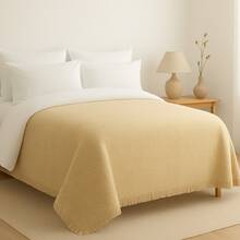 Ultra Soft Cotton Knit Blanket – Lightweight, Warm & Cozy & Made In Turkey - Gold - View 2