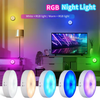 1条/3条/6条 RGB LED橱柜灯带，带遥控器、定时功能、多种灯光颜色变化、USB供电LED夜灯，适用于卧室、宿舍、楼梯、橱柜下方和衣柜、壁灯、走廊灯（250mAh）