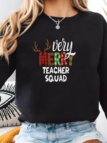 Christmas Teacher  Shirt, Very Merry Teacher Matching Group Shirts, Teacher Team Shirts, Holiday Teaching Shirts Sweatshirt - Black - View 2