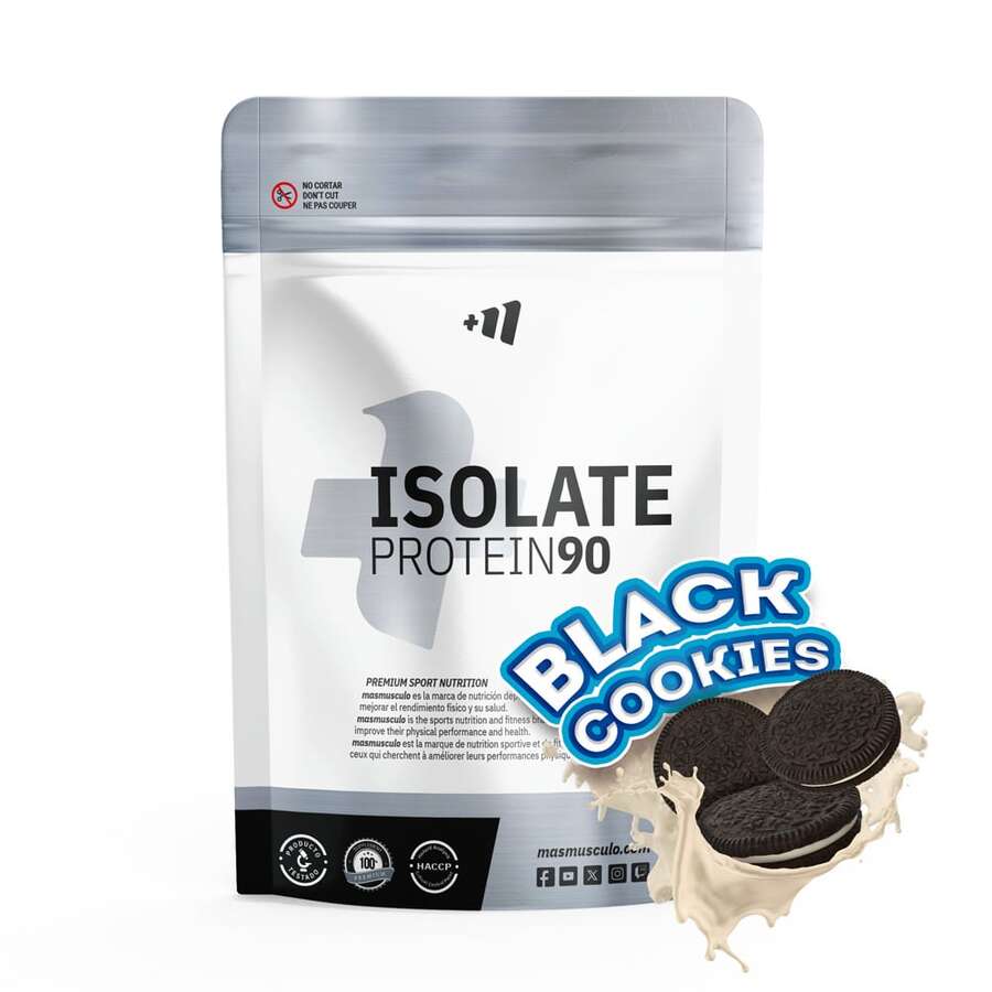 MASmusculo - Isolat 90 CFM - 1 kg - ✅ Livraison gratuite en 48/72 heures dans tout le payseures Sur Tout Le Territoire - Augmente la masse musculaire - Renforce les muscles - Raffermit les muscles - Définit la masse musculaire - Répare les cellules après l'effort - Biscuits noirs - Voir 1