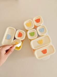 Set Wadah Penyimpanan Makanan Bayi 7/6/4/3 buah, Ukuran Acak 50ml/120ml, Baki Silikon Berbentuk Beruang, untuk Freezer & Pengukus - MultiWarna - View 6
