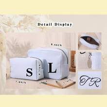 个性化华夫格化妆包:刺绣字母组合化妆包,白色华夫格洗漱包,华夫格化妆包,首字母缩写化妆包,女士礼物,单身派对礼物,定制化妆包,定制洗漱包,姓名洗漱包,刺绣包,女士礼物,伴娘礼物 - 華夫格化妝包 - 查看 10