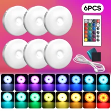 1 pezzo/3 pezzi/6 pezzi Luce LED RGB per mobile, luce notturna con telecomando, multicolore regolabile, ricaricabile USB, luce per mobile, luce notturna, luce per scaffali, luce decorativa, camera da letto, soggiorno, luce a colori variabili sotto il mobile, luce per mobile da cucina, luce per libreria, luce per vetrina (250mAh) - USB+telecomando - Visualizzare 13