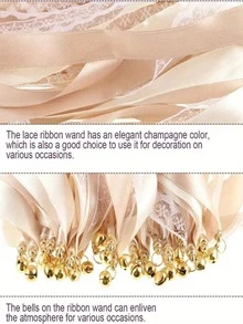 10/20支装蕾丝丝带铃铛魔杖 - 白色、粉色、香槟色仙女棒，适用于派对、婚礼、订婚、新娘送礼会、生日、节日庆典、单身派对、姐妹聚会、营造氛围等场合，耐用木质，是生日礼物、欧式婚礼派对、乡村婚礼用品、主题派对装饰、结婚礼物、派对回礼、新年礼物的完美之选。 - 白色 - 查看 5