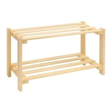 Wide Pine Wood Shoe Rack With Shelves, Door, Living Room/Hallway, Shoe Organizer - Madeira - Xem 4