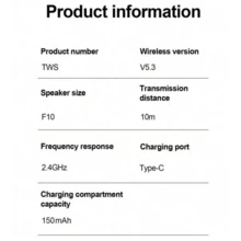 T2 Bluetooth 5.3 TWS Sports Outdoor Earphones, Wireless Earbuds Suitable For Smartphones, Gaming, Music - Multicolor - View 10