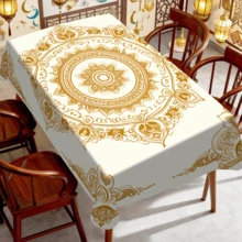 1/20 pièces Nappe élégante avec motif mandala doré islamique, convient pour la maison, la cuisine, le jardin extérieur, les fêtes, les banquets de restaurant. Peut être utilisée comme nappe décorative ou décoration d'intérieur - Multicolore - Voir 14