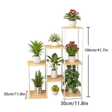 1件室内金属木质植物架，多层盆栽植物收纳架，适用于多种植物，多种款式可选，适合客厅、阳台、卧室及其他家居装饰风格 - 彩色 - 查看 12