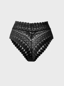 1pc Women's Sexy Lace Hollow Out Panties, Comfortable Lingerie Suitable For Outings, Gift For Girlfriend/Wife - Black - View 5